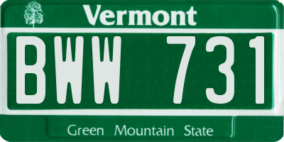 VT license plate BWW731