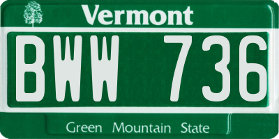 VT license plate BWW736