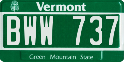 VT license plate BWW737