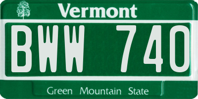 VT license plate BWW740