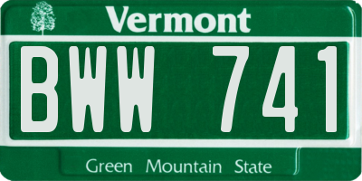 VT license plate BWW741