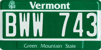 VT license plate BWW743