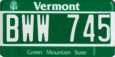 VT license plate BWW745