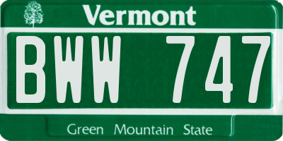VT license plate BWW747