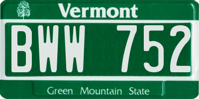 VT license plate BWW752