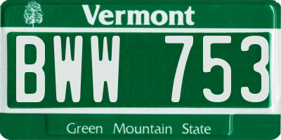 VT license plate BWW753