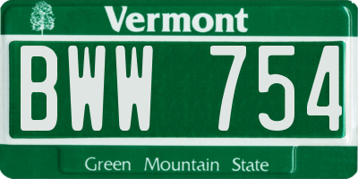 VT license plate BWW754