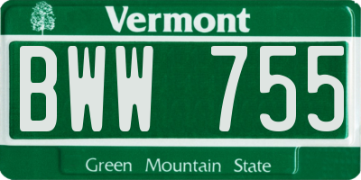 VT license plate BWW755