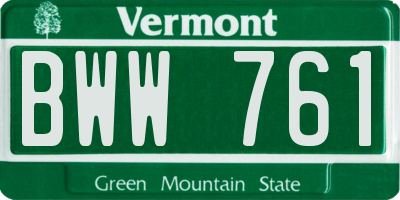 VT license plate BWW761