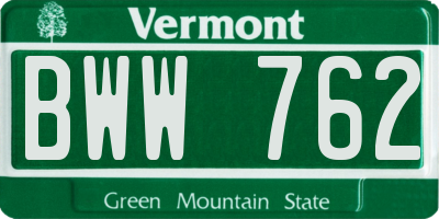 VT license plate BWW762