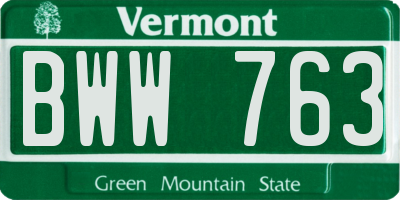 VT license plate BWW763