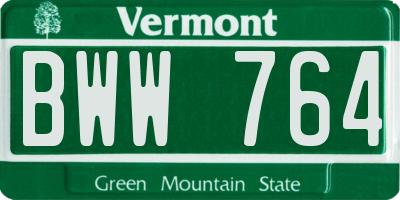 VT license plate BWW764