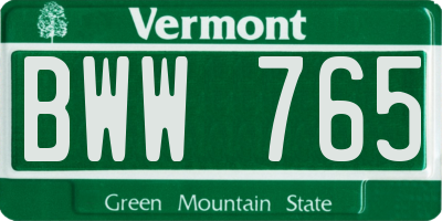 VT license plate BWW765