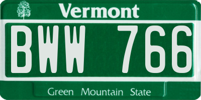 VT license plate BWW766
