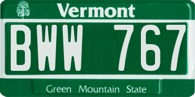VT license plate BWW767
