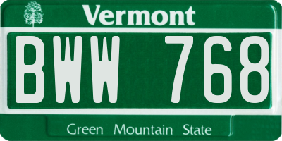 VT license plate BWW768