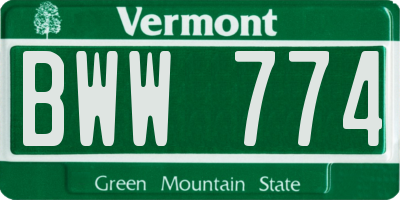 VT license plate BWW774