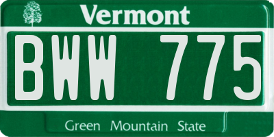 VT license plate BWW775