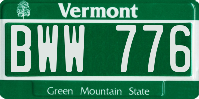 VT license plate BWW776