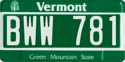 VT license plate BWW781