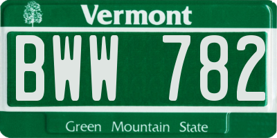 VT license plate BWW782