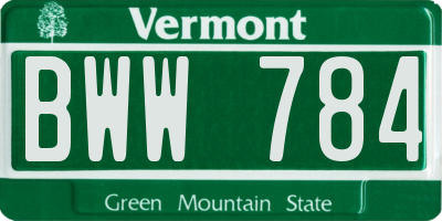 VT license plate BWW784