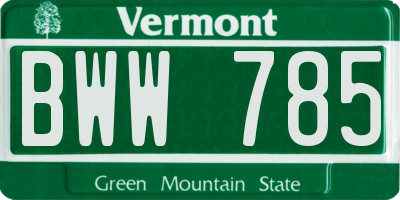 VT license plate BWW785