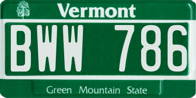 VT license plate BWW786