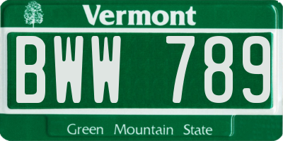 VT license plate BWW789