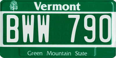 VT license plate BWW790
