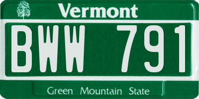 VT license plate BWW791