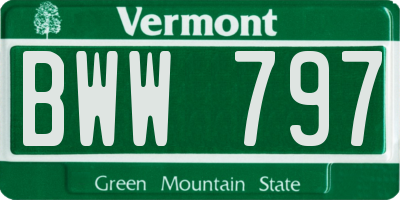 VT license plate BWW797
