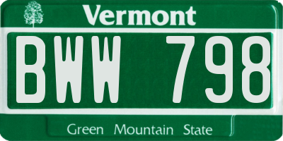 VT license plate BWW798