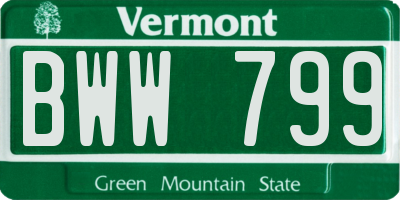 VT license plate BWW799
