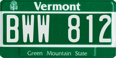 VT license plate BWW812