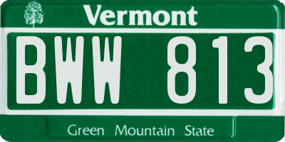 VT license plate BWW813