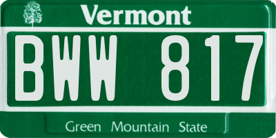 VT license plate BWW817