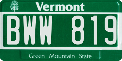 VT license plate BWW819