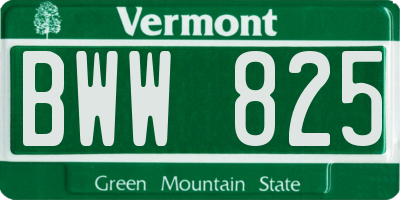 VT license plate BWW825