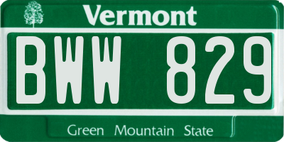 VT license plate BWW829