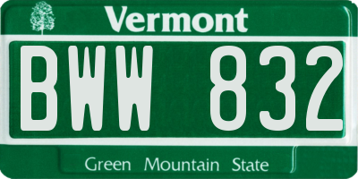 VT license plate BWW832
