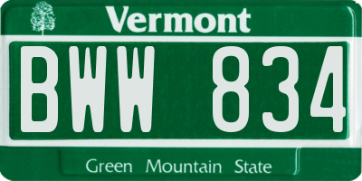 VT license plate BWW834