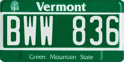 VT license plate BWW836