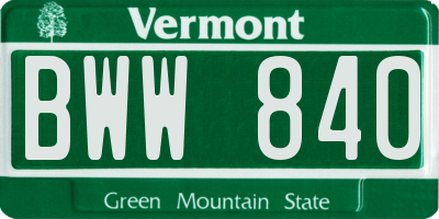 VT license plate BWW840