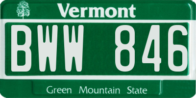 VT license plate BWW846