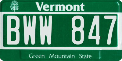 VT license plate BWW847
