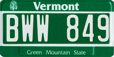 VT license plate BWW849