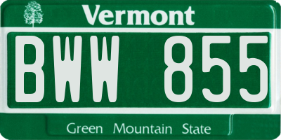 VT license plate BWW855