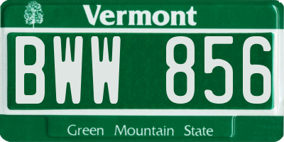 VT license plate BWW856