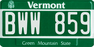 VT license plate BWW859